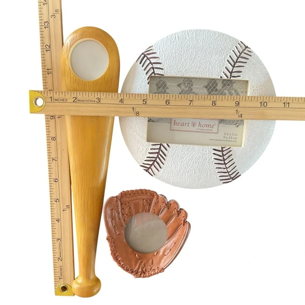 Baseball Photo Frame Set Bat Glove Ball Sports Decor Heart & Home
